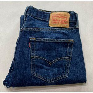 Levis 501 Original Fit Button-Fly Jeans W34 L32 Dark Wash Denim Mens Classic Sty